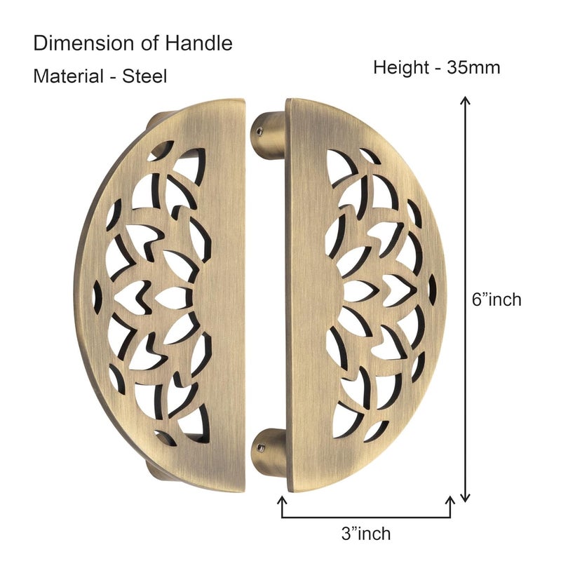 Compass Stainless Steel 6-inch Round Shape Door Handle for Main Door and Pull-Push Handle of Home/Hotel/Office Door Hardware for Single and Double Door, Lotus - Pack of 1 Set (Brass Antique) - Image 3