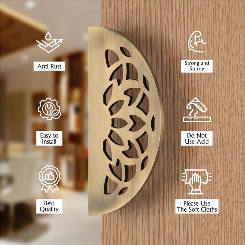 Compass Stainless Steel 6-inch Round Shape Door Handle for Main Door and Pull-Push Handle of Home/Hotel/Office Door Hardware for Single and Double Door, Lotus - Pack of 1 Set (Brass Antique) - Image 4