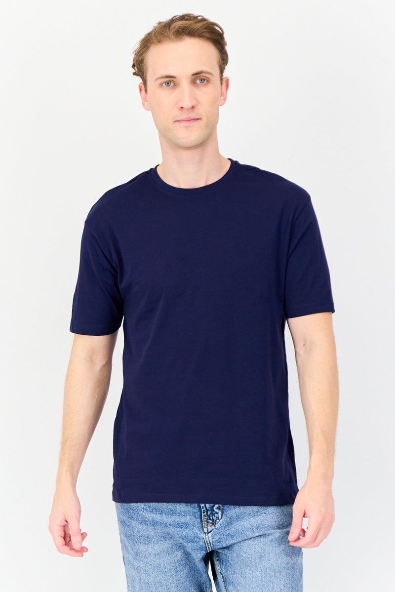 English Laundry Men 2 Pcs Crew Neck Short Sleeves Solid T-shirt, Navy - Image 1