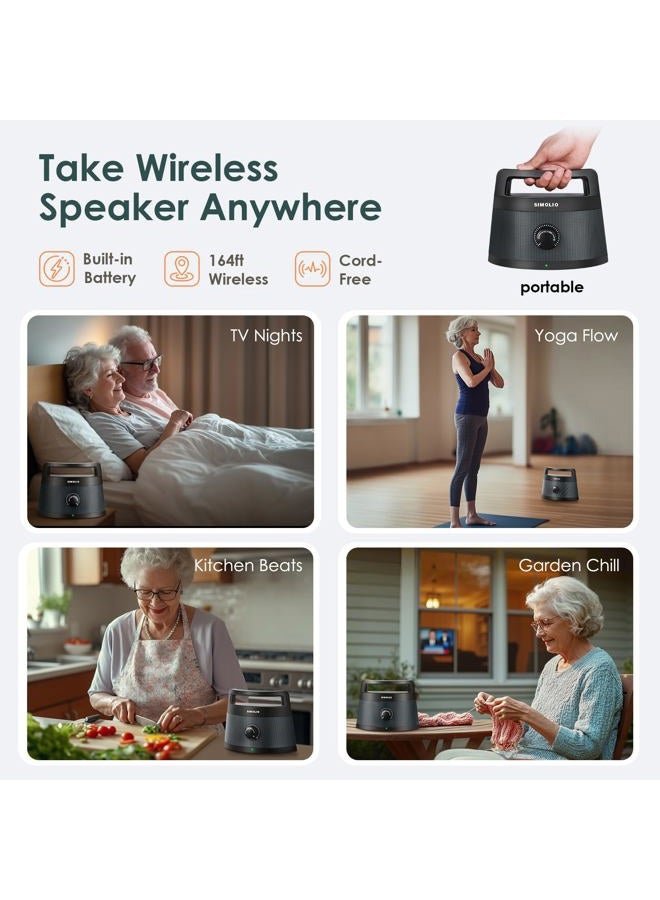 SIMOLIO 621D Plus Wireless Speakers for TV for Seniors - Bluetooth TV Speakers for Hard of Hearing, Elderly, 3 EQ Modes, Dialog Enhancer, Portable Speaker for TVs, 164ft Range, Bluetooth Connectivity - Image 5