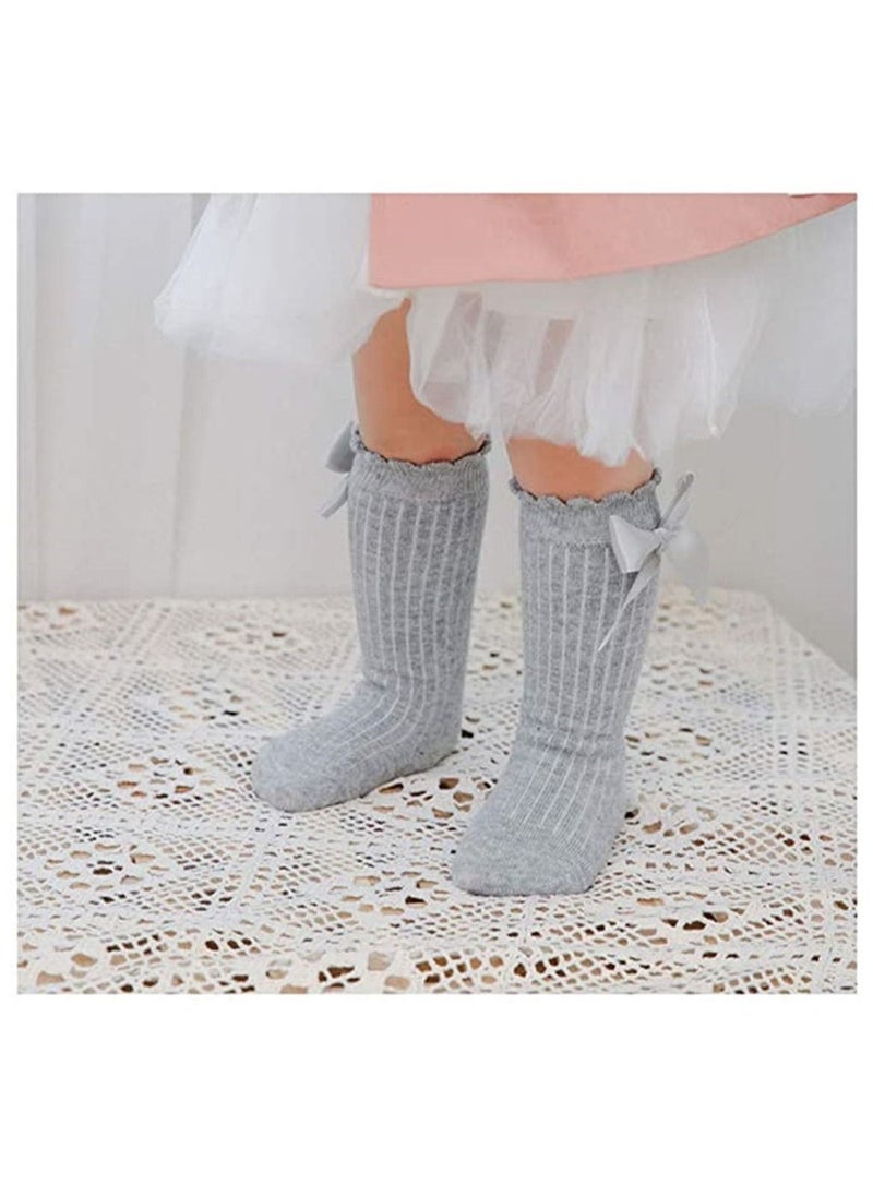 SYOSI Baby Stockings 5 Pairs Knee Tall Socks Newborn Baby Toddler Girl Tube Frill Uniform Stockings - Image 3