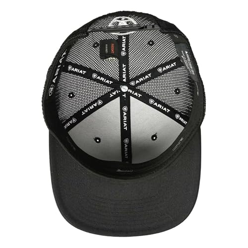 Ariat Men’s Aztec Print Flat Bill Cap with Mesh Snapback, Black and Grey - Image 3