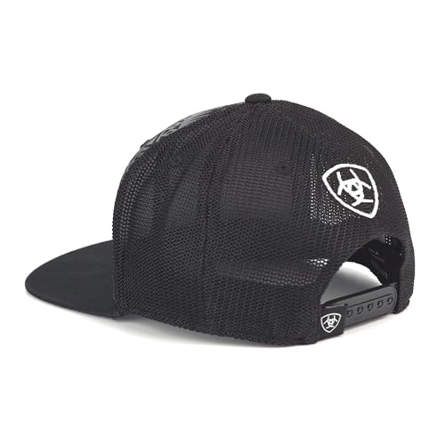 Ariat Men’s Aztec Print Flat Bill Cap with Mesh Snapback, Black and Grey - Image 5
