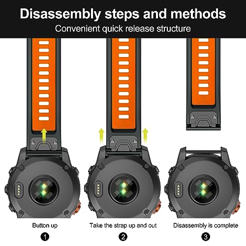 MYSNBKN Compatible with Fenix 7X Band,26mm Easy-fit Silicone Watch Strap Wristbands Replacement for Garmin Fenix 5X/Fenix 5X Plus/Fenix 6X/Fenix 6X Pro/Fenix 7X Pro/Fenix 3/Fenix 3 HR - Image 2