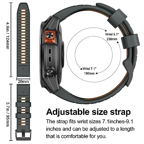 MYSNBKN Compatible with Fenix 7X Band,26mm Easy-fit Silicone Watch Strap Wristbands Replacement for Garmin Fenix 5X/Fenix 5X Plus/Fenix 6X/Fenix 6X Pro/Fenix 7X Pro/Fenix 3/Fenix 3 HR - Image 5