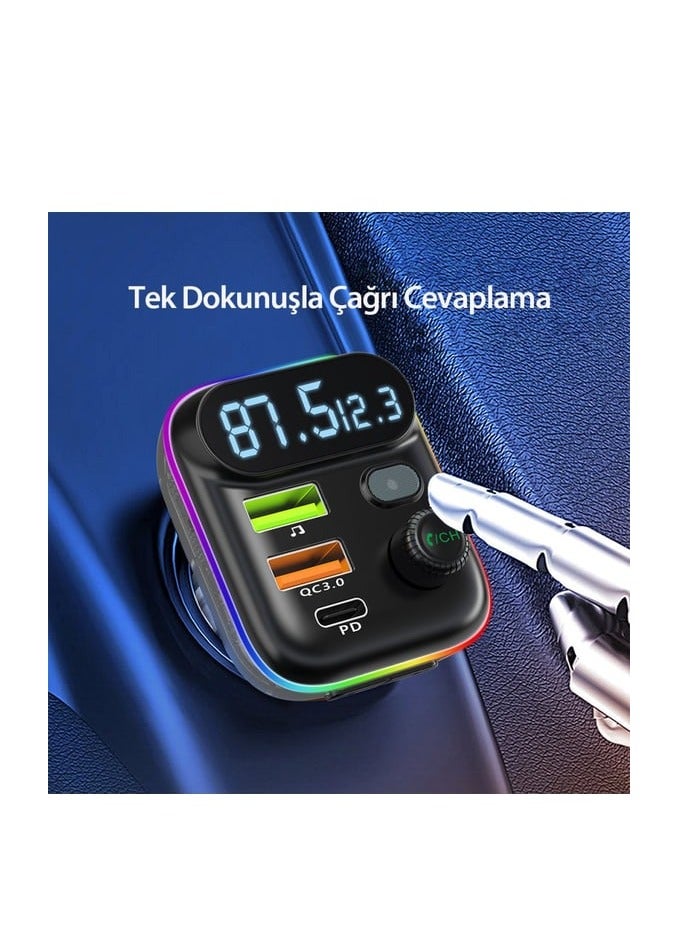 Earldom "EARLDOM M80 Bluetooth USB 3.0 and Type-C PD Fast Charge FM Transmitter Black" - Image 5