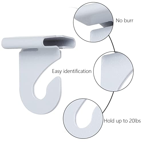 HNBun 50 Pieces Metal Drop Ceiling Hooks, Right and Left White Ceiling Hooks T-Bar Track Clip for Hanging Plants & Decorations, 20lbs Capacity Suspended Ceiling Hanger for Classrooms Offices - Image 3