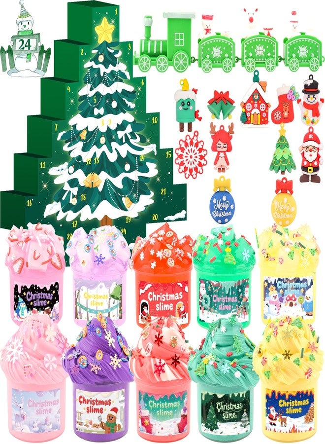 NiuSphere Green Christmas Slime Advent Calendar, 24 Days of Surprise Slime DIY Kit - Fun Toy for Kids, Girls and Boys, Stocking Stuffers, 2025 Christmas Countdown Calendar - Image 1