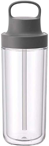 KINTO 20075 ToGo Bottle 169 fl oz 480 ml Dark Gray Includes Straw Lightweight Water Bottle Dishwasher Safe Double Wall Construction - Image 1
