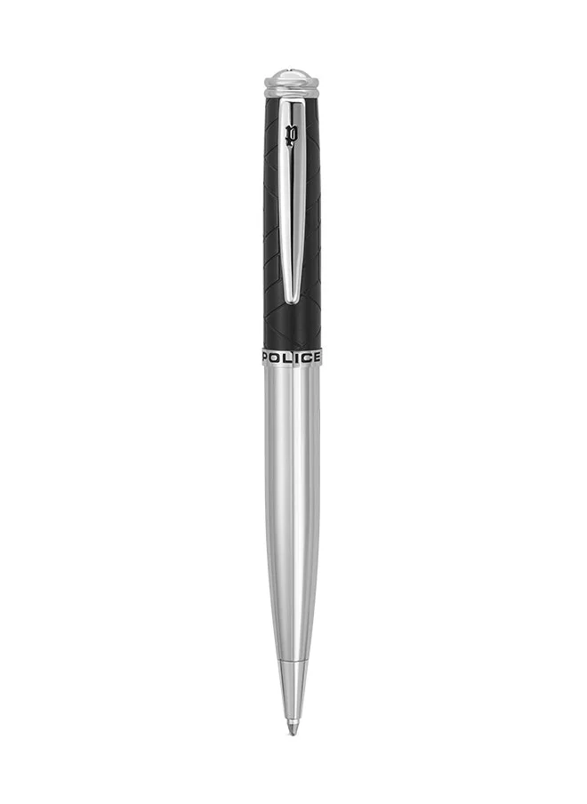 POLICE Police Collona.2 Black And Silver With Stainless Steel Trims Medium Drill Point Gents Pen 137mm - PERGR0002203