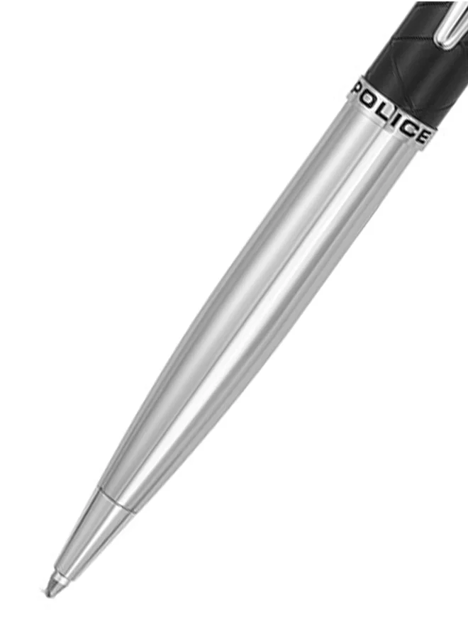 POLICE Police Collona.2 Black And Silver With Stainless Steel Trims Medium Drill Point Gents Pen 137mm - PERGR0002203