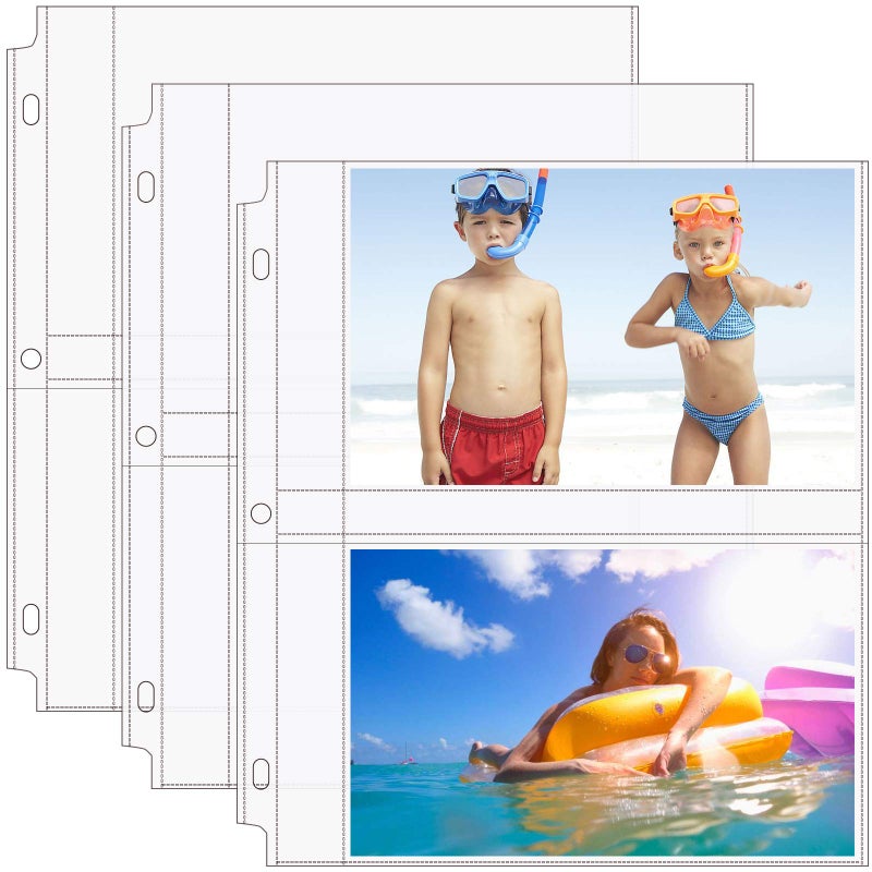 MaxGear 30 Pack 5x7 Photo Sleeves for 3 Ring Binder (120 Pictures), Heavy-Duty Archival Page Protectors, 2-Pocket Clear Photo Album Refill Pages, Plastic Seed Binder Pages 8.5x11, Acid-Free - Image 1