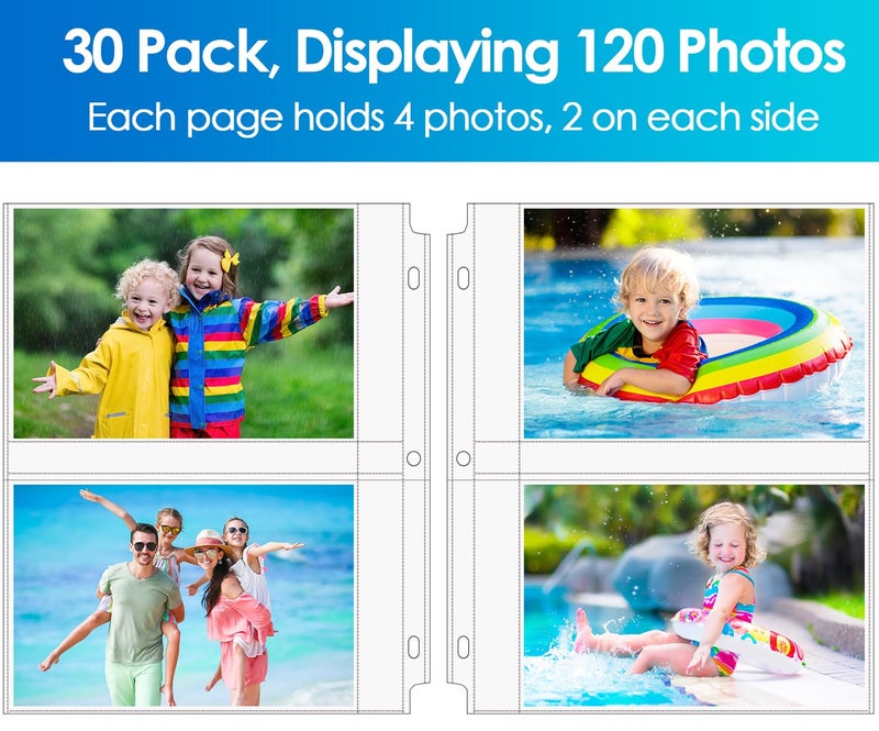 MaxGear 30 Pack 5x7 Photo Sleeves for 3 Ring Binder (120 Pictures), Heavy-Duty Archival Page Protectors, 2-Pocket Clear Photo Album Refill Pages, Plastic Seed Binder Pages 8.5x11, Acid-Free - Image 4