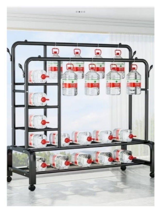 Shuer Metal Hanger Organizer And Black Hanger On Wheels 130x54x150 cm With Side Shelves - Image 4