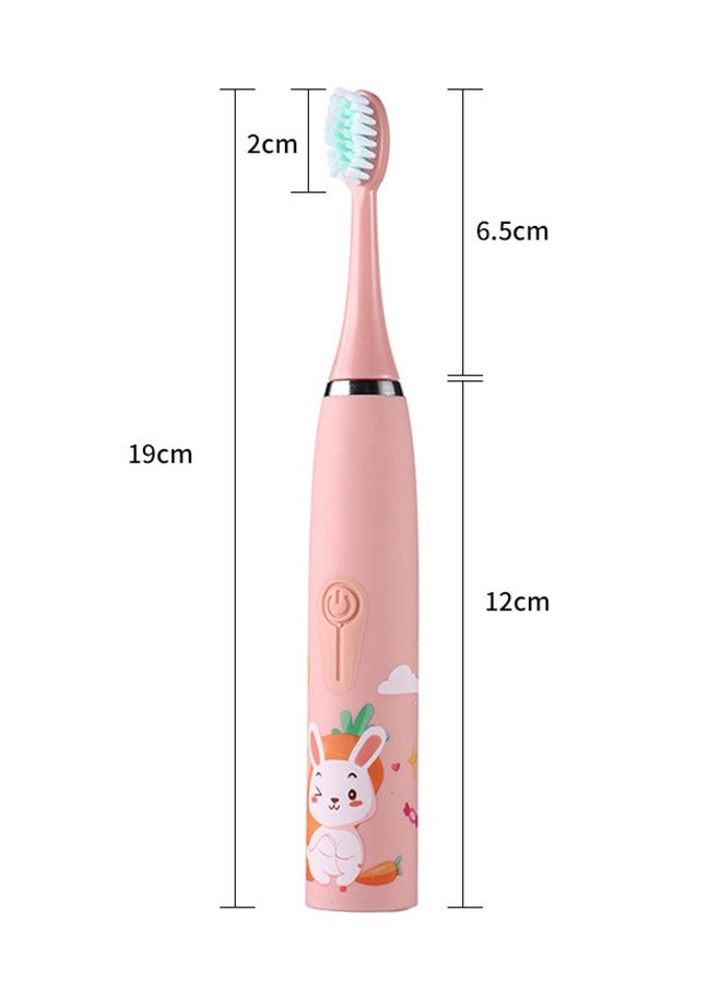 Sharpdo Kids Rechargeable Electric Toothbrush With Timer, 6 Brush Heads, Rabbit, Pink - Image 2