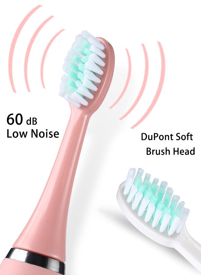 Sharpdo Kids Rechargeable Electric Toothbrush With Timer, 6 Brush Heads, Rabbit, Pink - Image 3