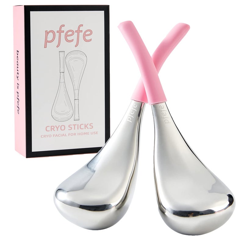 pfefe Cryo Sticks Facial Skin Care Ice Globes for Women Face Eyes, Stainless Steel Face Beauty Tools for Girls Ladies, Esthetician Supplies Cooling Spa Globes with Storage Case - Image 1