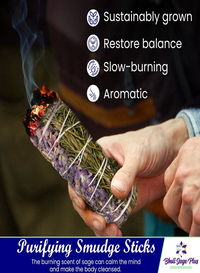 BHOLI SAGE PLUS Sage Smudge Kit for Cleansing Negative Energy, Home and Creating The Energy of Happiness Rosemary & Lavender Sage Smudge Sticks with White Sage Pack of 3 - Image 4