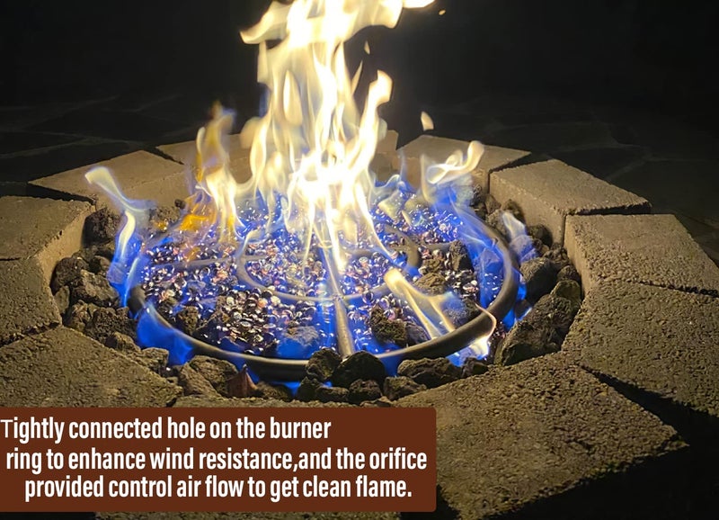 Uniflasy 12" Fire Pit Ring Burner Kit, Stainless Steel Propane Gas Firepit Ring Kit with Spark Ignition, Control Knob and Propane Hose Installation Kit for Indoor&Outdoor Fireplaces DIY Burner Kit - Image 4