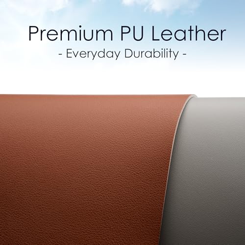 WAYBER Leather Desk Pad Protector, Waterproof Mouse Pad, PU Desk Mat, Office Desk Cover, Desk Writing Mat for Office/Home/Work/Cubicle (Brown/Gray) 31.5x15.7in - Image 2