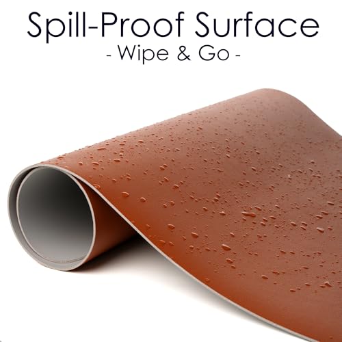 WAYBER Leather Desk Pad Protector, Waterproof Mouse Pad, PU Desk Mat, Office Desk Cover, Desk Writing Mat for Office/Home/Work/Cubicle (Brown/Gray) 31.5x15.7in - Image 4