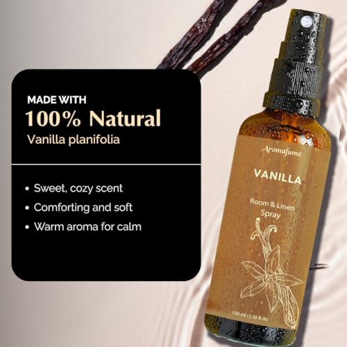 Aromafume Vanilla Room, Linen & Pillow Spray|100Ml/3.38 Fl Oz|With Pure Vanilla Essential Oil|Aromatherapy Spray For Relaxation, Sleep & Stress Relief|Mist For Bedding, Fabrics - Image 2