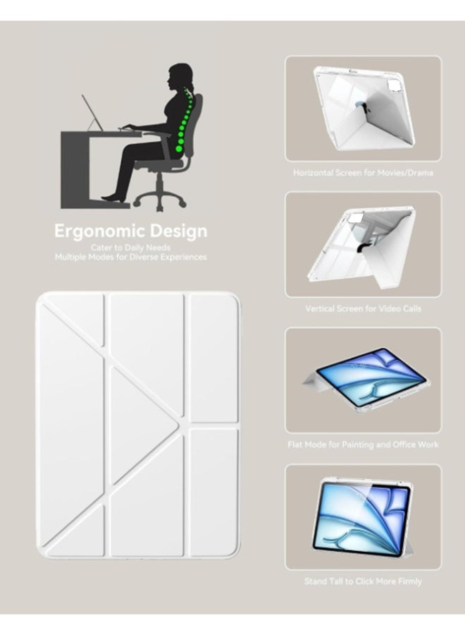 اليشمك for HUAWEI MatePad 11.5 inch/Air 11.5 inch/11.5S 11.5inch Case Cover, Triple Fold Y-shaped Design, Multi Angle, Leather Tablet Cover With Pen Slot, Automatic Wake-up/sleep,White - Image 3