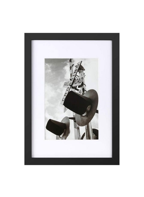ONE WALL Tempered Glass 9x13 Picture Frame with Mats for 6x9 Photo, Black Wood Frame for Wall and Tabletop - Mounting Hardware Included