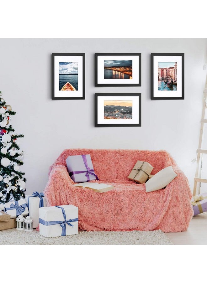 ONE WALL - ONE WALL Tempered Glass 9x13 Picture Frame with Mats for 6x9 Photo, Black Wood Frame for Wall and Tabletop - Mounting Hardware Included - Image 1