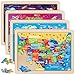 SYNARRY Large US World Earth Solar System Wooden Puzzles for Kids Gift Box122 94 in Puzzles for Toddlers 35 Wood Puzzles for Kids Ages 46 Easter Basket Stuffers Gifts for Kids - Image 2