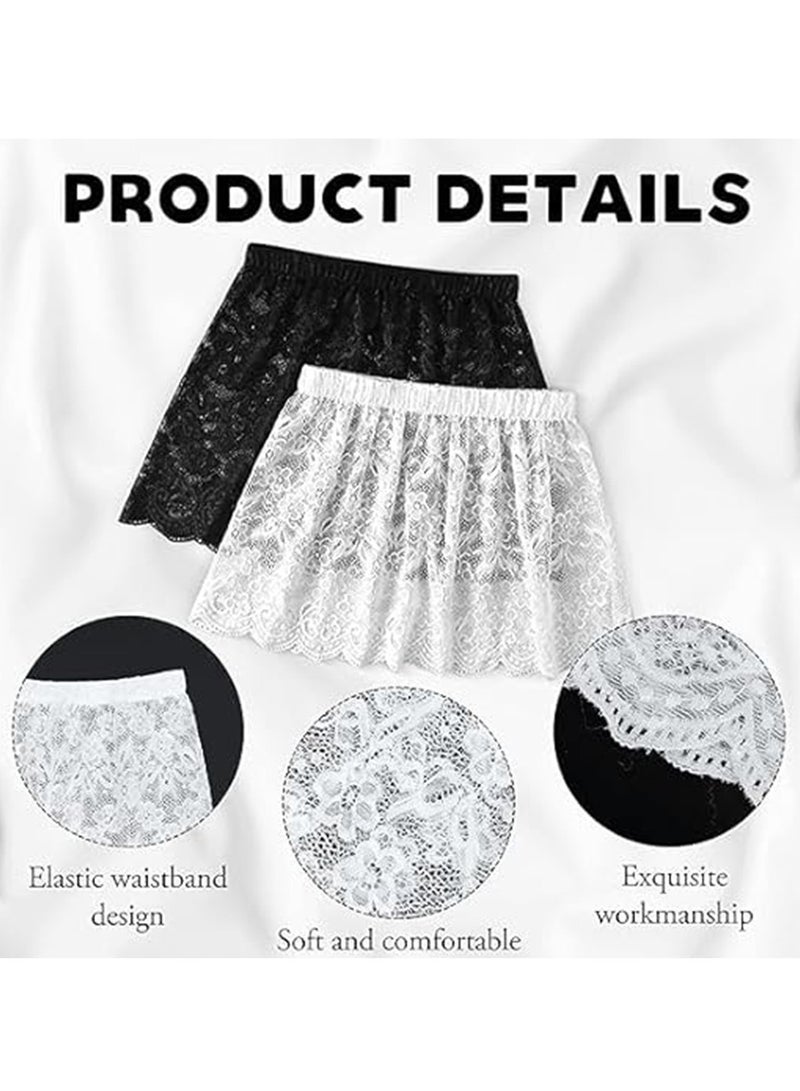 SOLARAE Lace Shirt Extender for Women, Adjustable Lace Skirt Layering Fake Tops Lower Sweep 2 Pack - Image 2