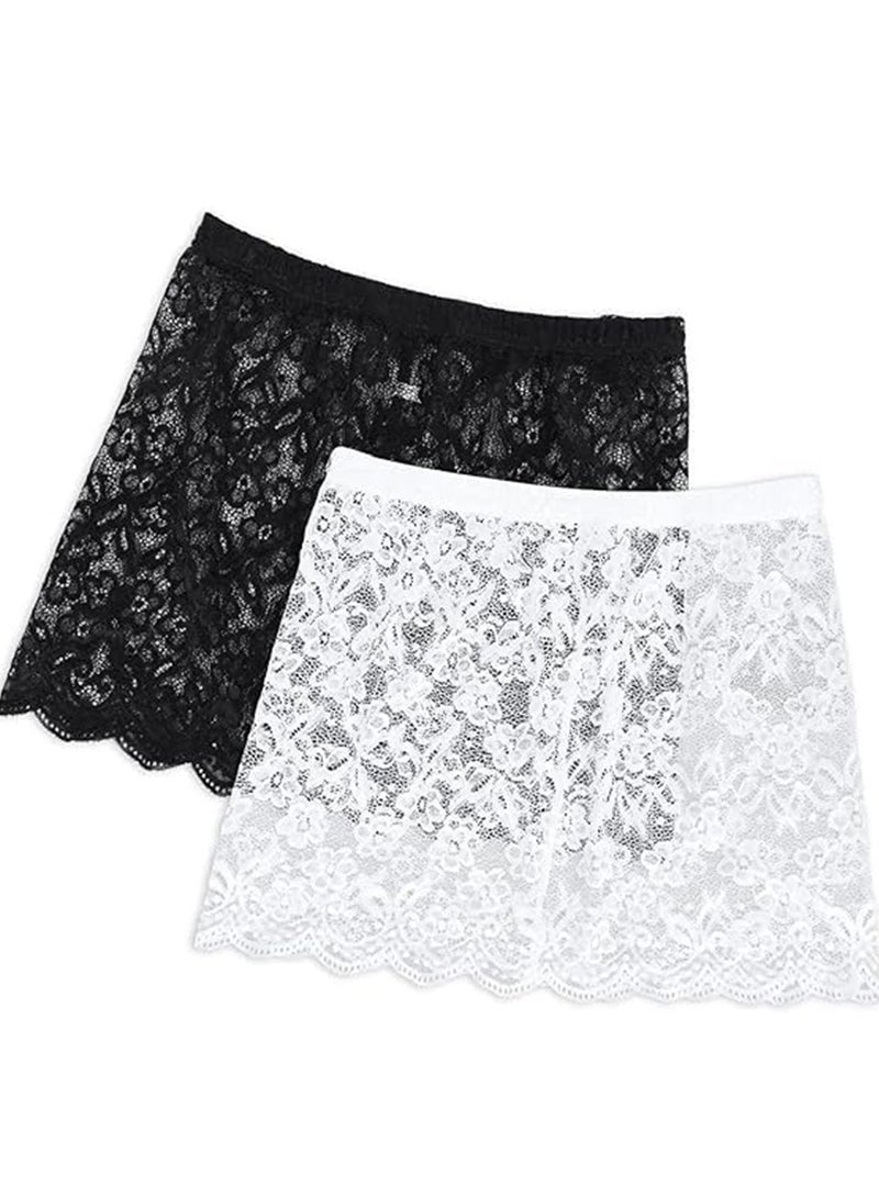 SOLARAE Lace Shirt Extender for Women, Adjustable Lace Skirt Layering Fake Tops Lower Sweep 2 Pack - Image 1