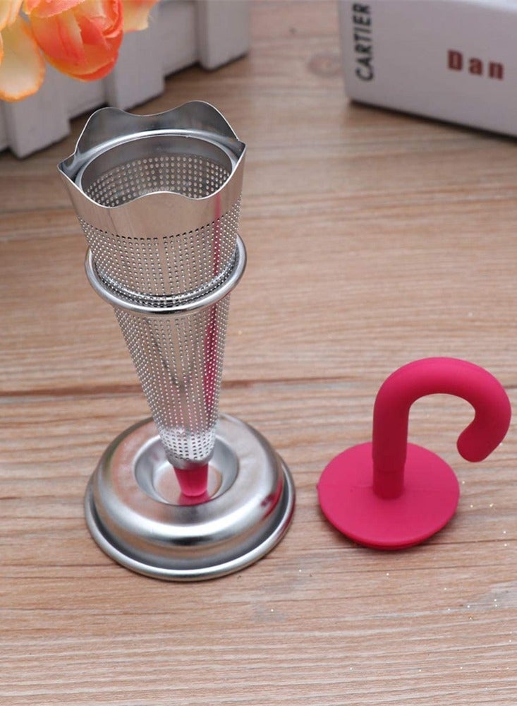 Luckam Loose Tea Infuser Stainless Steel Creative Umbrella Tea Ball Infuser Reusable Leaf Filter Tea Strainer Ball Kitchen Making Tea Tool Spice Strainer Infuser Seasoning Ball Tea Interval Diffuse Red - Image 2