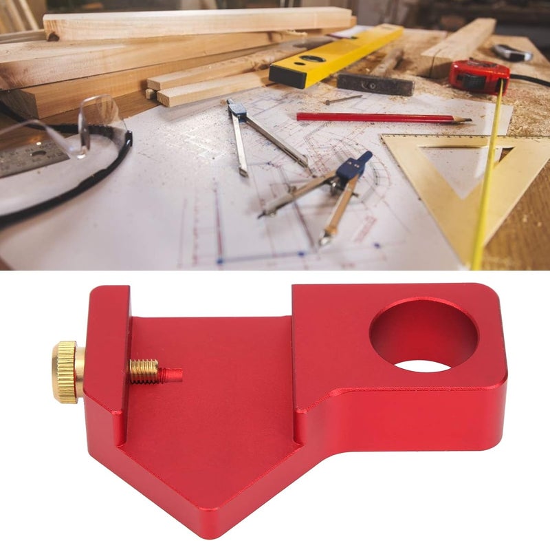 Woodworking Ruler Positioning Adjuster, Woodworking Scribing Locator with Aluminum Alloy Build, Precision Measuring Limiter for Steel Rulers 24.5–30mm Wide, Carpenter Tool for (Red) - Image 3