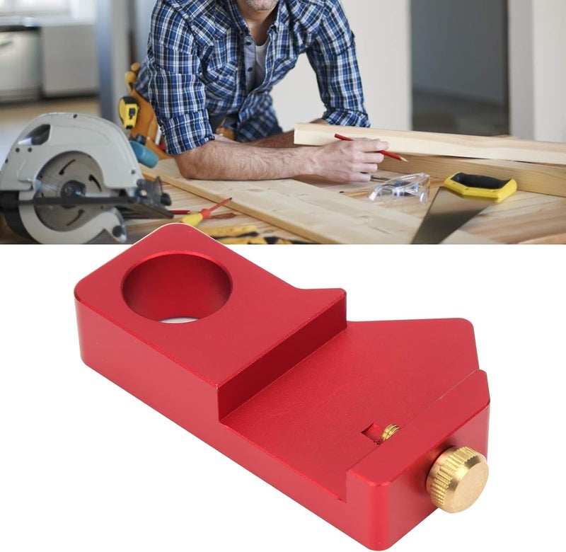 Woodworking Ruler Positioning Adjuster, Woodworking Scribing Locator with Aluminum Alloy Build, Precision Measuring Limiter for Steel Rulers 24.5–30mm Wide, Carpenter Tool for (Red) - Image 2