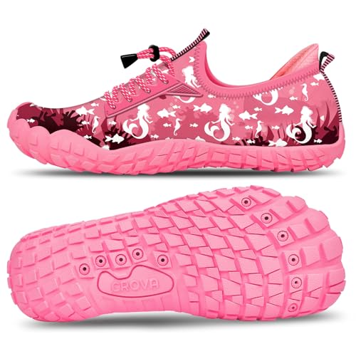 CROVA Builtin Heel Grips Water Shoes for Kids Girls Boys Hiking Shoes Wide Barefoot Swim Beach Pools Aqua Socks SlipOn Quick Dry Lightweight for Big Little Kids Toddler - Image 1