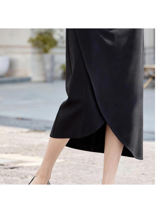 Fan Qin Elegant Workplace Autumn Asymmetric Pencil Skirt For Women Slim Fit Commuter 353qa5192x Black L - Image 3