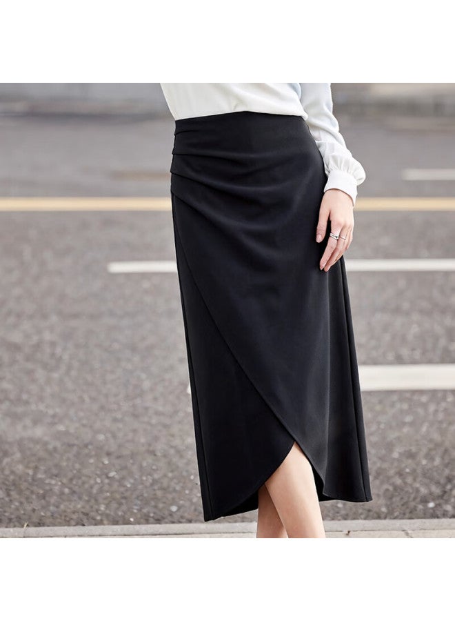 Fan Qin Elegant Workplace Autumn Asymmetric Pencil Skirt For Women Slim Fit Commuter 353qa5192x Black L - Image 2