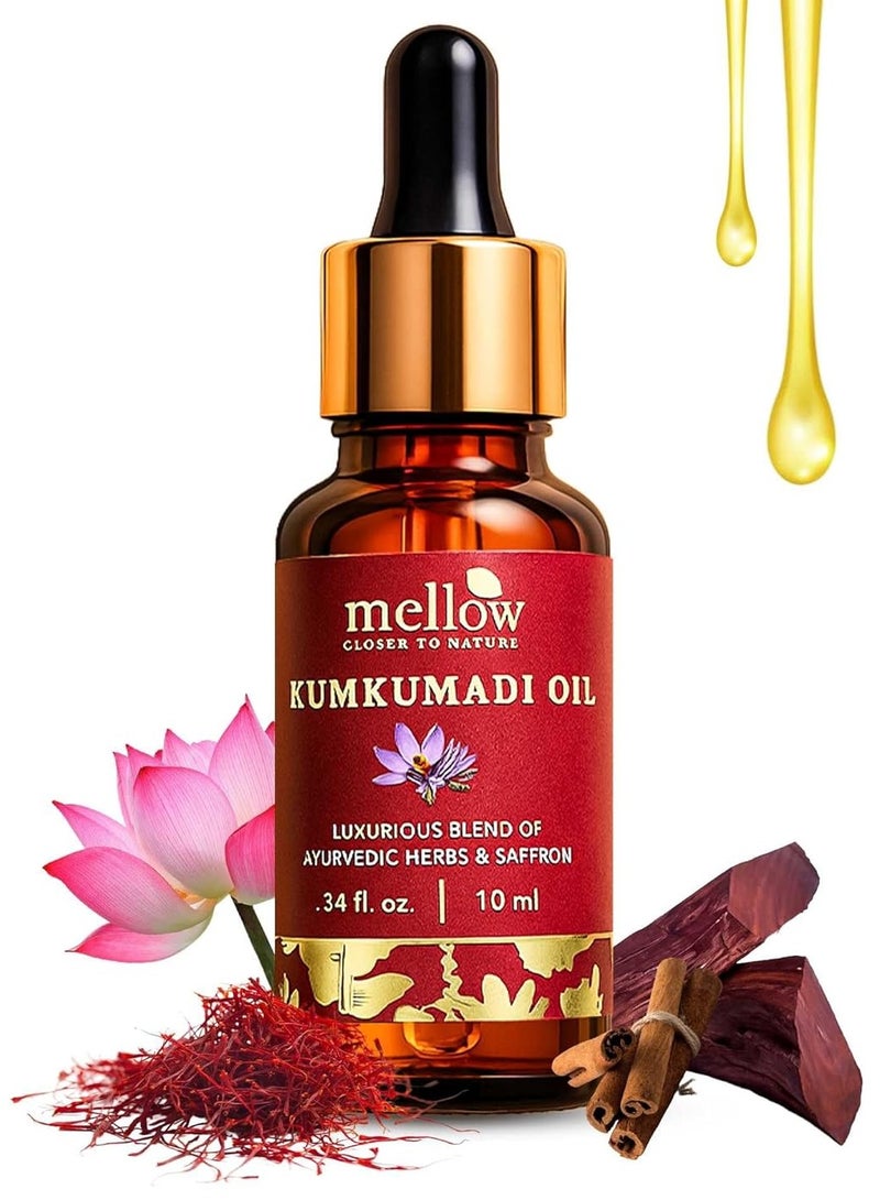 Mellow Ayurvedic Kumkumadi Face Oil Tailam for Glowing Skin Extracted from Pure Ayurvedic Herbs Deep Nourishment Anti Aging 10 ml - Image 1