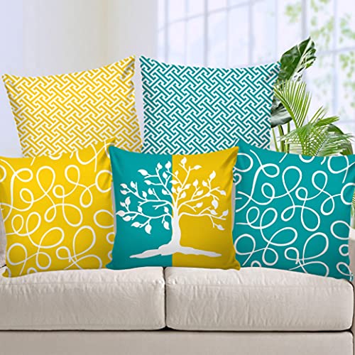 AEROHAVEN™ Set of 5 Decorative Hand Made Jute Throw/Pillow Cushion Covers - CC180 - (12 x 12 Inch) - Image 1