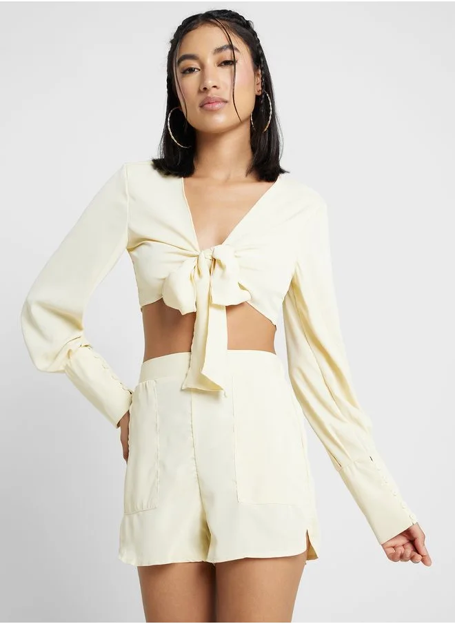 Ginger Tie Front Top And Short Set