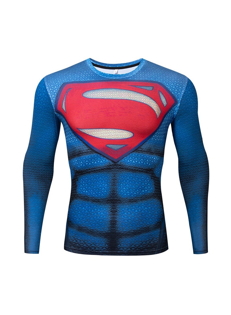KUYING Superman Captain America Winter Soldier Spider Man Long Sleeve T-shirt - Image 1