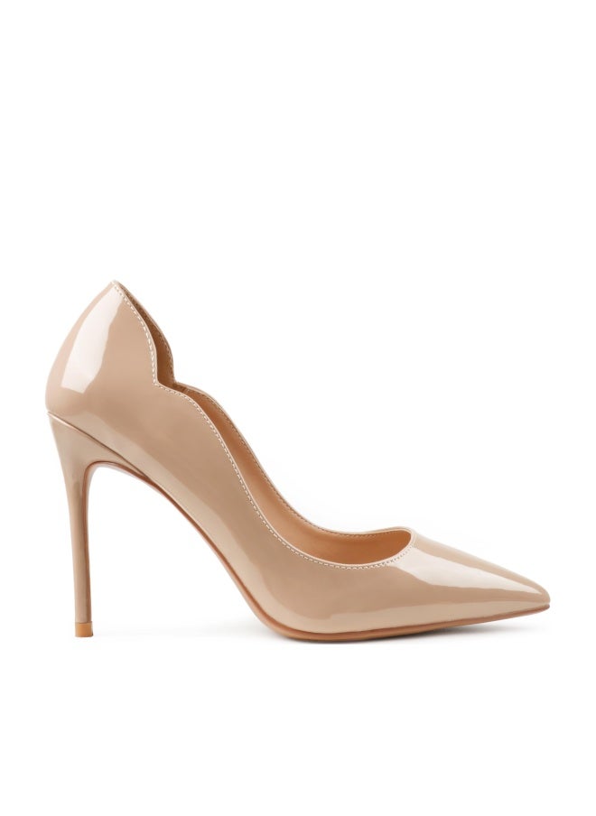 COLETER Middle Heels for Women, 3.93 inch/10cm Pointed Toe Dress Shoes Stiletto Heels Evening Party Pumps 10cm Natural 9 US - Image 1