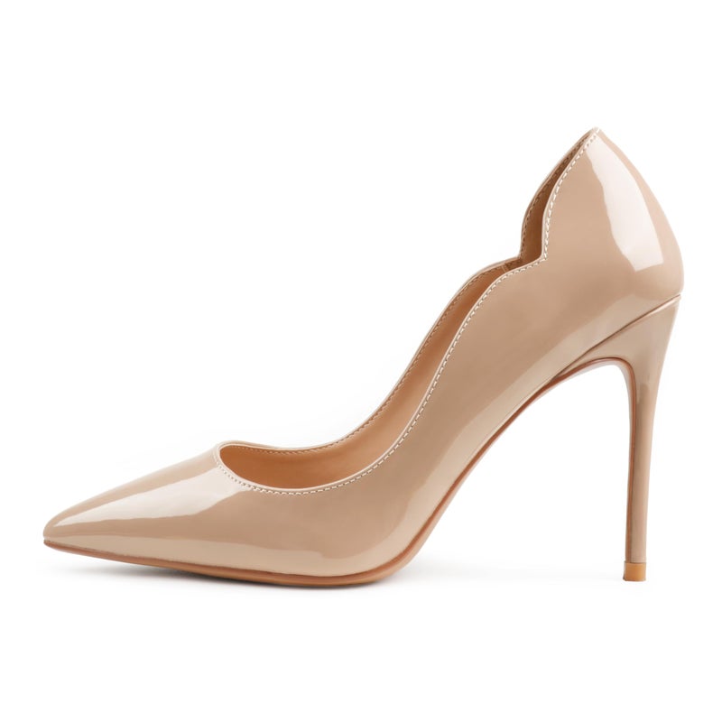 COLETER Middle Heels for Women, 3.93 inch/10cm Pointed Toe Dress Shoes Stiletto Heels Evening Party Pumps 10cm Natural 9 US - Image 4