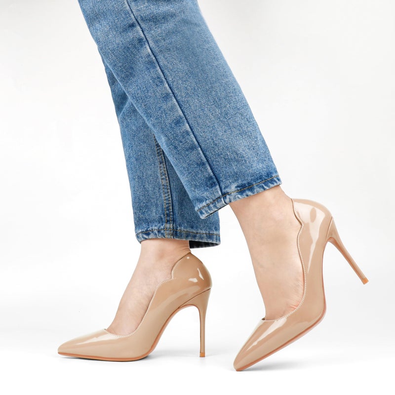 COLETER Middle Heels for Women, 3.93 inch/10cm Pointed Toe Dress Shoes Stiletto Heels Evening Party Pumps 10cm Natural 9 US - Image 3