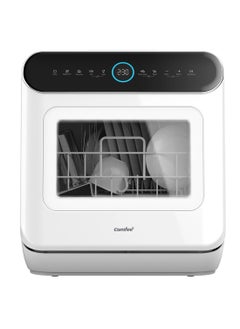 COMFEE' Mini Plus Dishwasher TD305-W Compact Table Top Dishwasher with 3 Place Settings, 7 Programmes, Touch Control, LED Display, Delay Start and Off-peak Wash Function - White