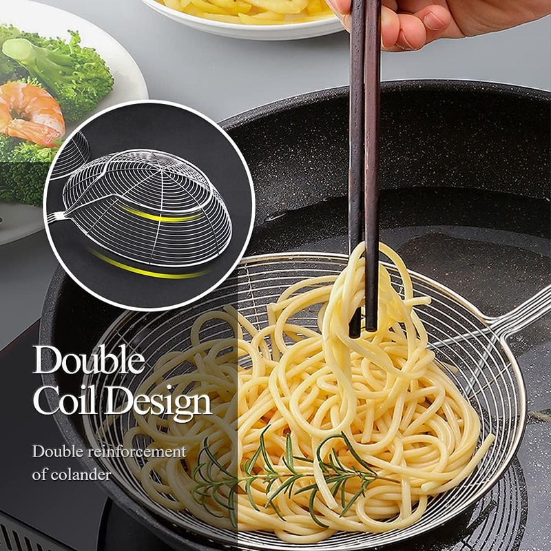 Strainer Skimmer Spider Ladle Stainless Steel, Kitchen Wire Net Spoon with Handle for Frying Scooping Food, Pasta, Spaghetti, Noodle (Diameter:7.9inch/20cm, Total Length: 17.7inch/45cm) - Image 4