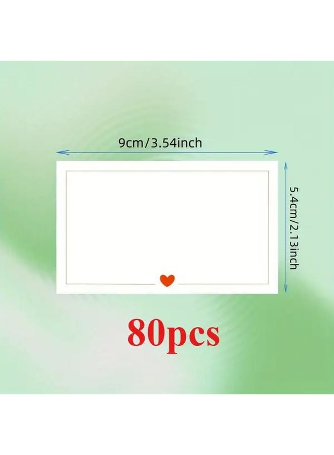 80pcs Minimalist Heart Design Greeting Cards with Orange Border and Red Heart for Birthdays Anniversaries Graduations Thank You Notes - Image 1