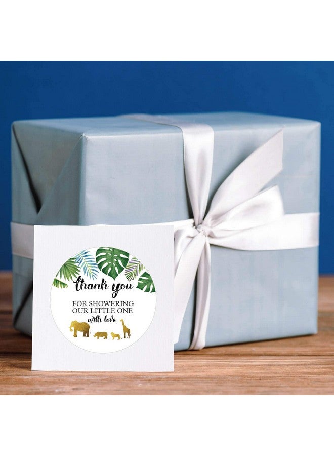 Ergonflow 50 Jungle Gold Baby Shower Stickers Thank You For Showering Our Baby With Love Stickers Baby Shower Favors For Boy Or Girl Baby Shower Favor Labels For Birthday Party 2 Inches - Image 4