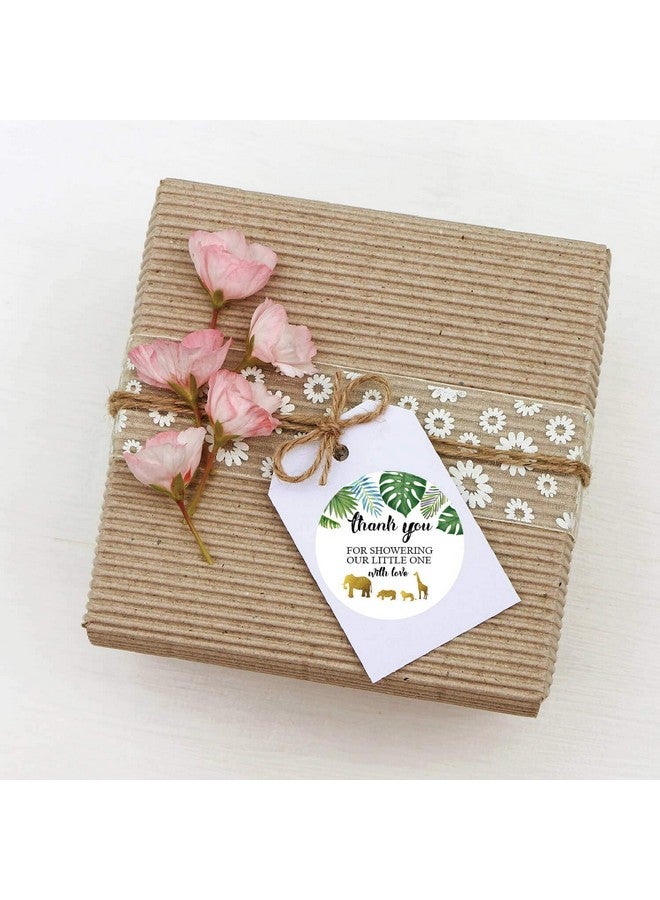 Ergonflow 50 Jungle Gold Baby Shower Stickers Thank You For Showering Our Baby With Love Stickers Baby Shower Favors For Boy Or Girl Baby Shower Favor Labels For Birthday Party 2 Inches - Image 5